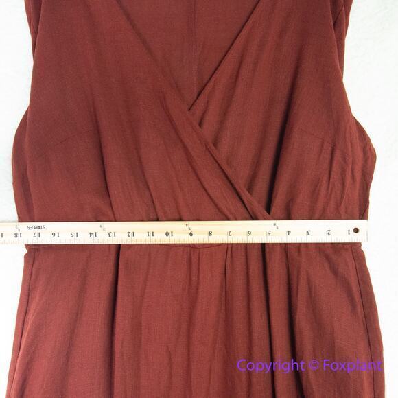 New! Eloquii linen blend Rust Orange Maxi Peasant Dress‎ Balloon Sleeve size 16 - Picture 9 of 16